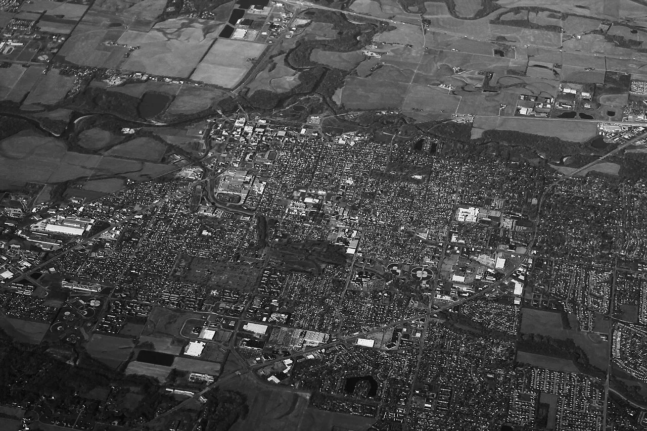 Aerial view of Columbus, Indiana (Photo: formulanone / Wikimedia Commons, CC BY-SA 2.0)