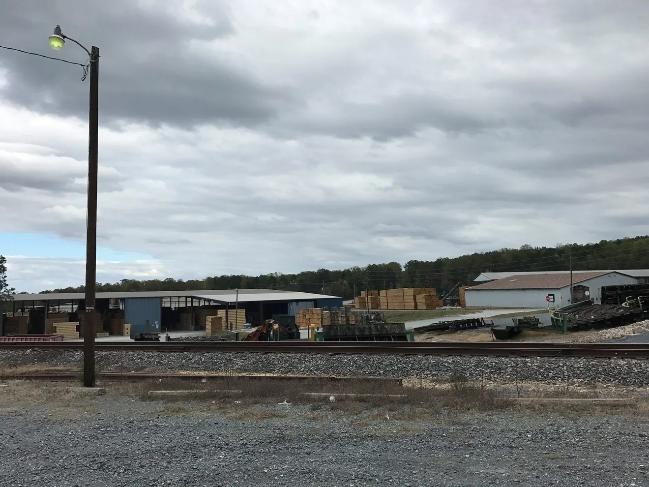 Stacks of lumber at the Troy Lumber Company yard in Troy, North Carolina